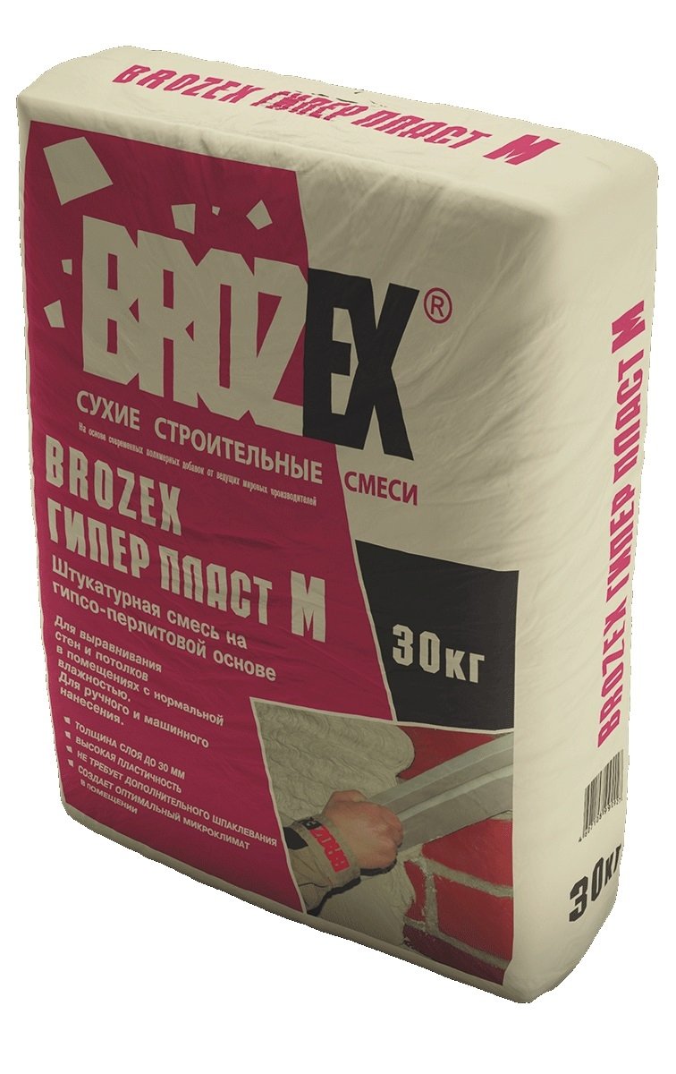 Штукатурка Brozex Гипер Пласт М гипсовая универсальная 30 кг Brozex купить  в по цене 340 руб - Qlaster.ru